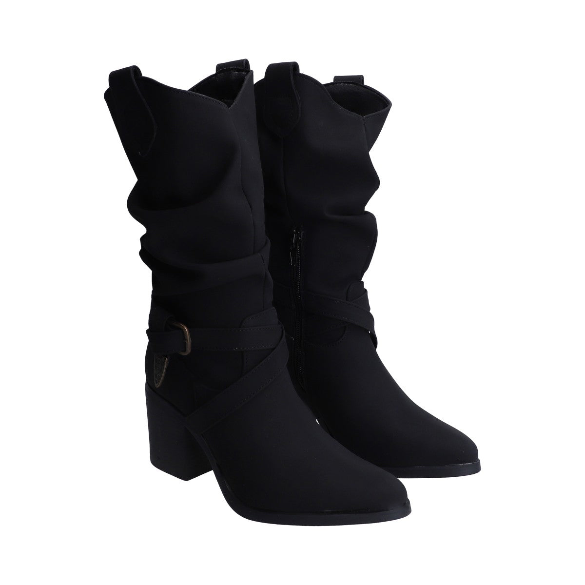 Bota Dama Berlin Negra con Tubo Arrugado