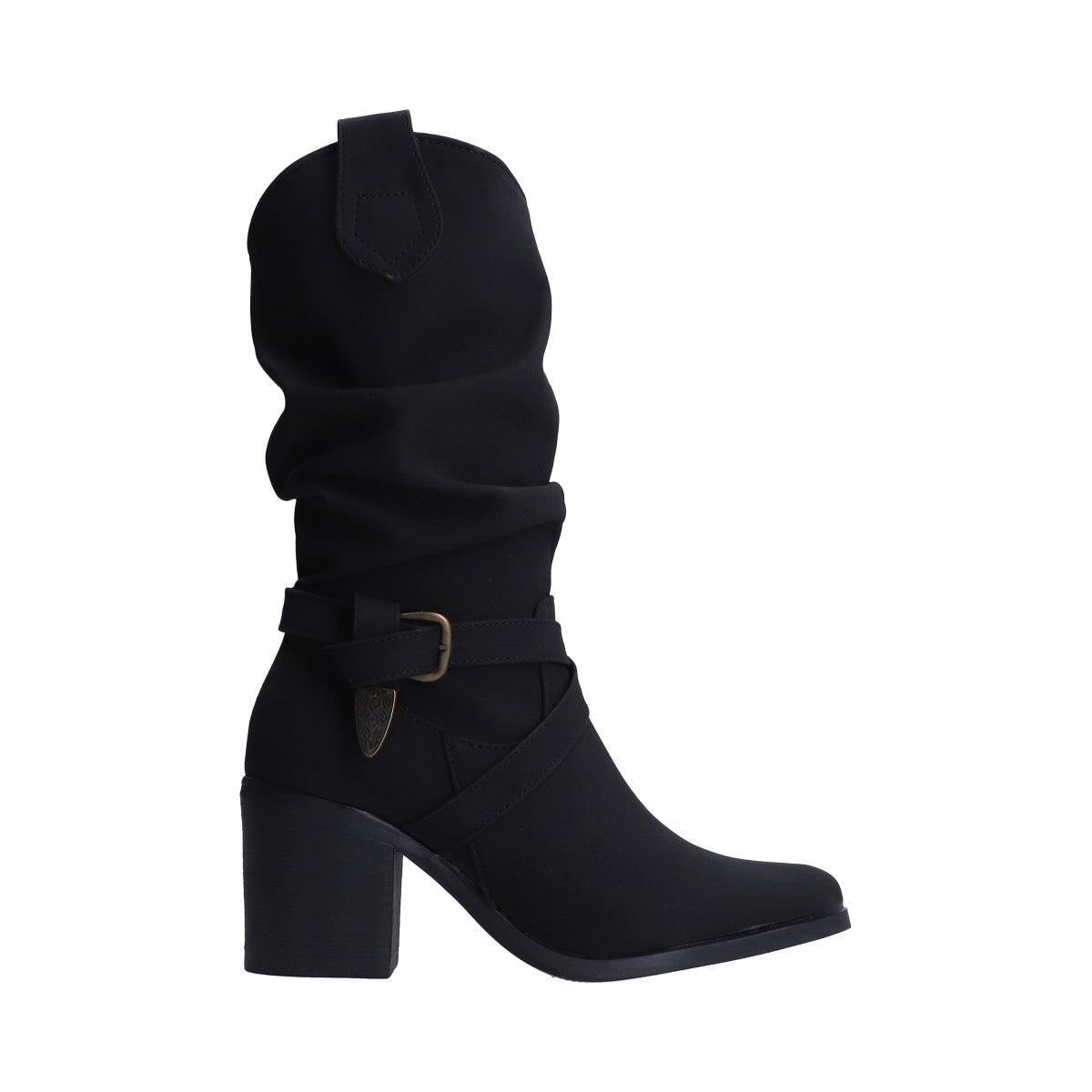 Bota Dama Berlin Negra con Tubo Arrugado