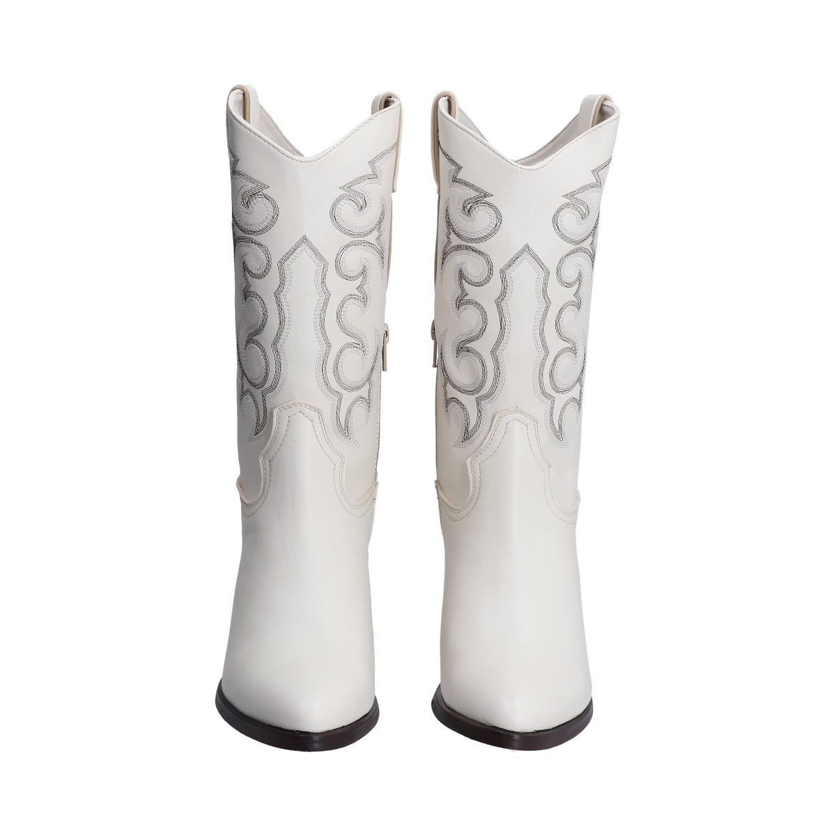 Bota Dama Vaquera Beige Con Bordado