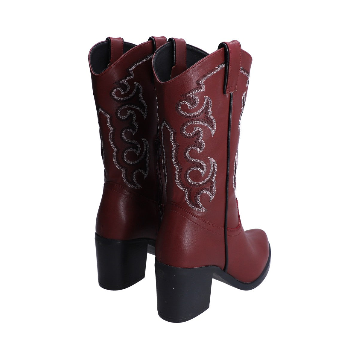 Bota Dama Berlin Vaquera Vino con Bordado