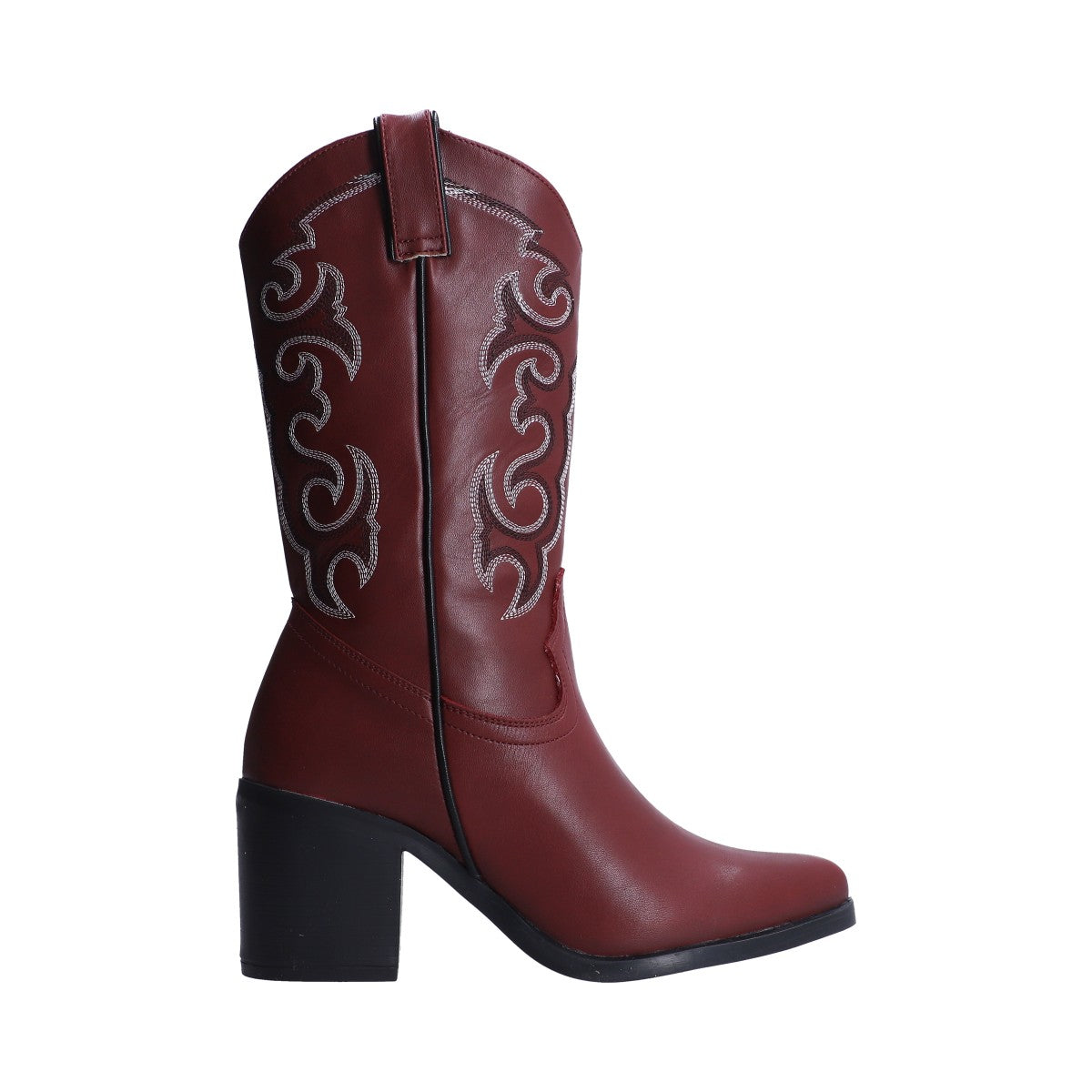 Bota Dama Berlin Vaquera Vino con Bordado