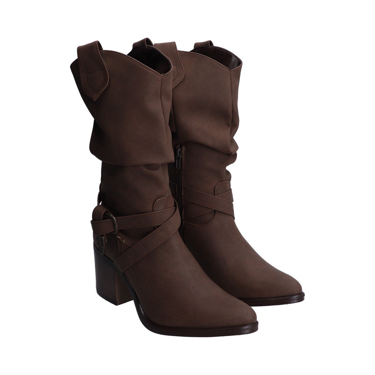 Bota Dama Berlin Café con Tubo Arrugado