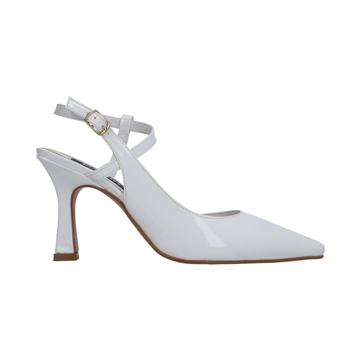 Zapatilla Dama Berlin Blanca Tacón Stilleto Destalonada