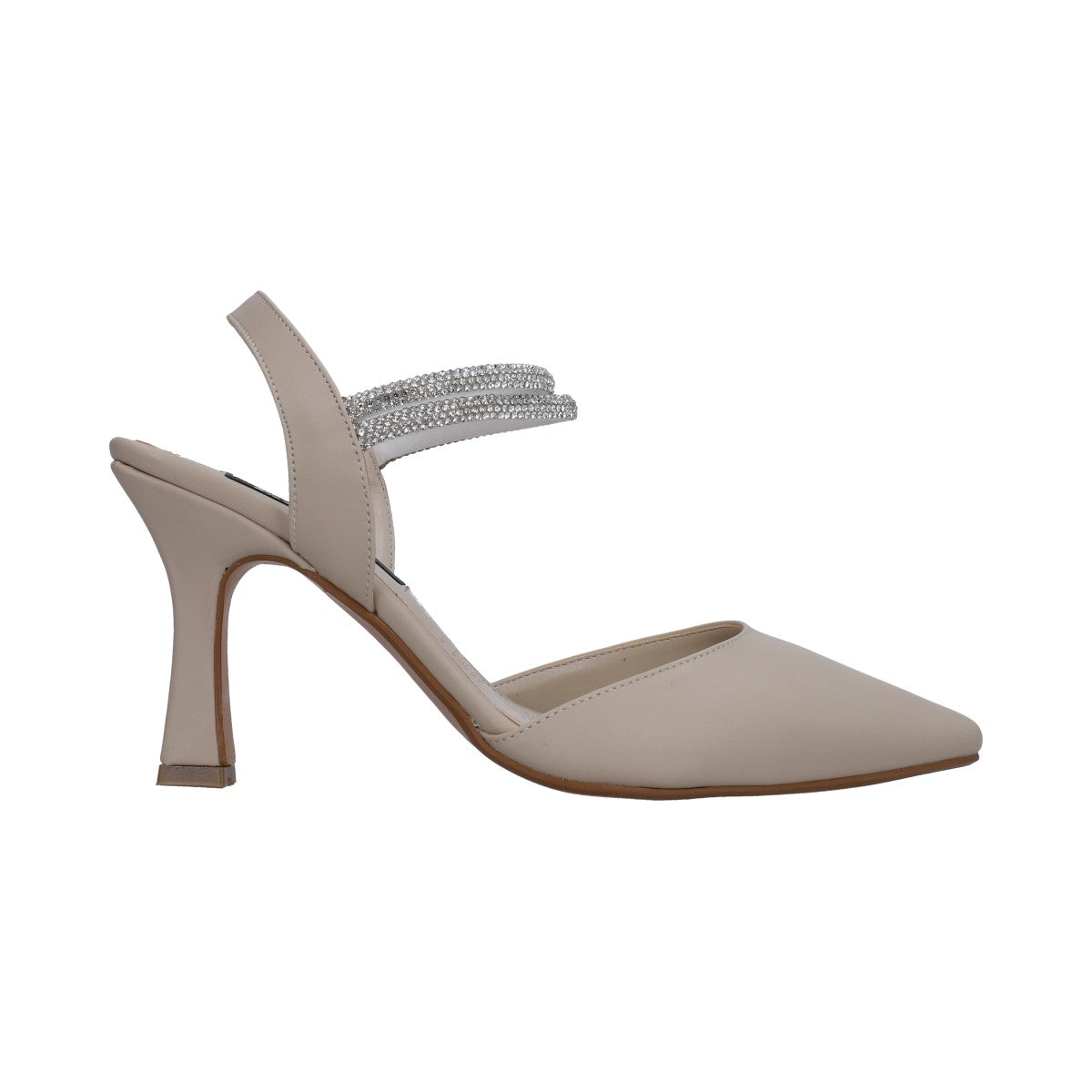 Zapatilla Dama Destalonada Beige Pulsera Tacon Bajo