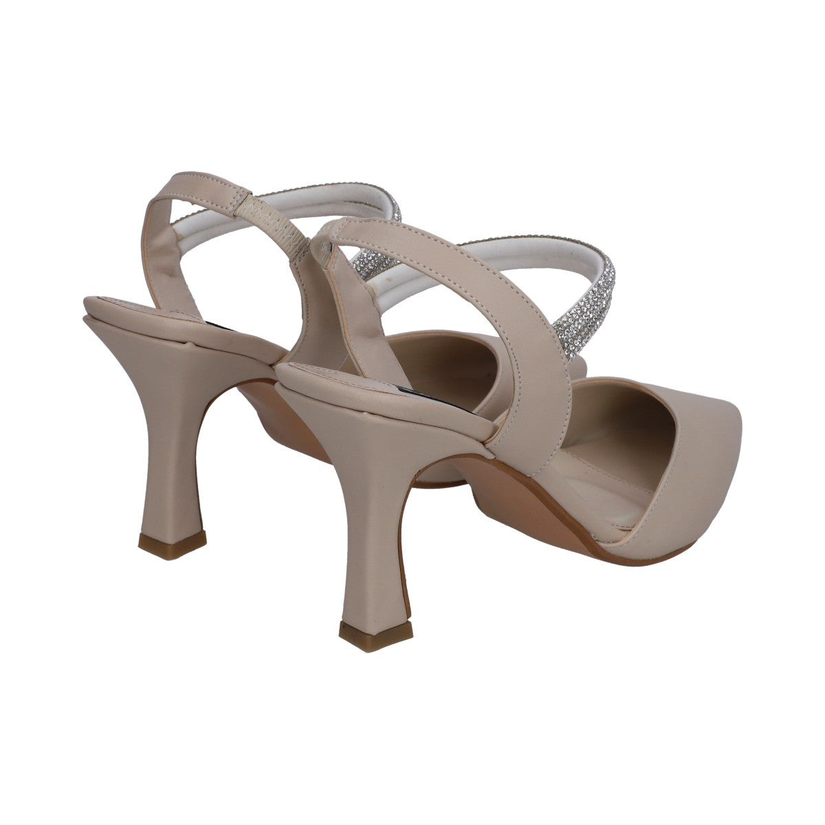 Zapatilla Dama Destalonada Beige Pulsera Tacon Bajo