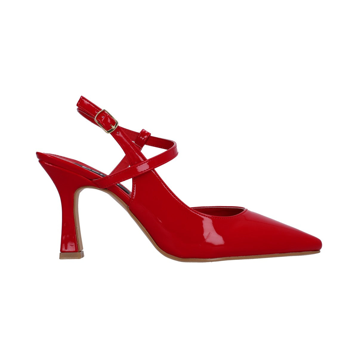 Zapatilla Dama Berlin Charol Rojo con Tiras Cruzadas