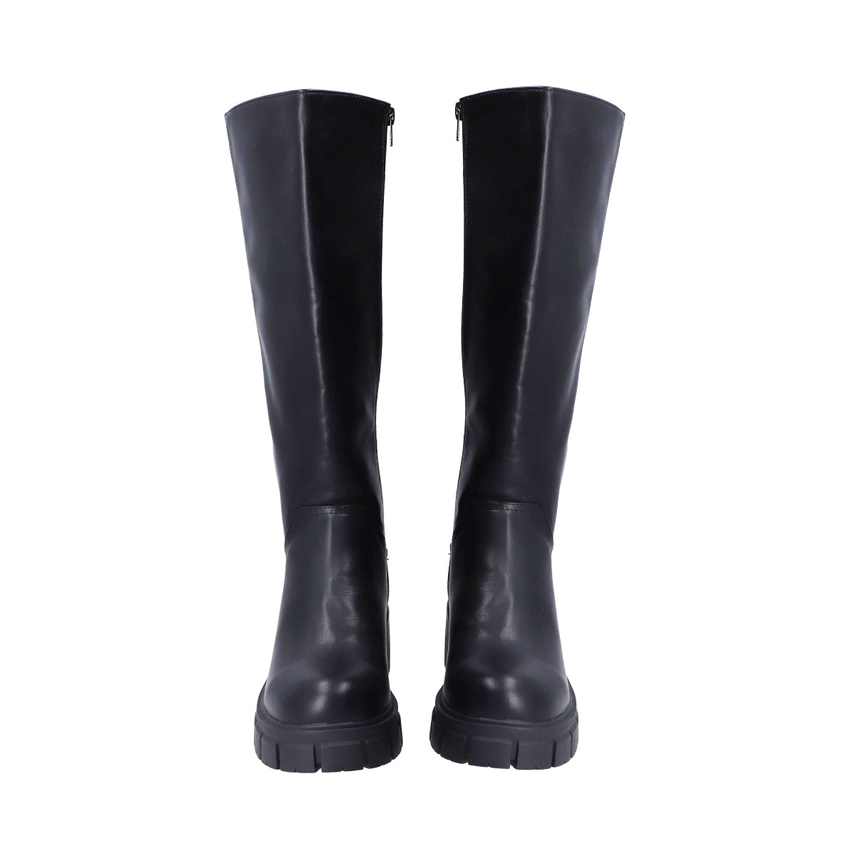 Bota Dama Chunky Negra Ajustable Punta Ovalada