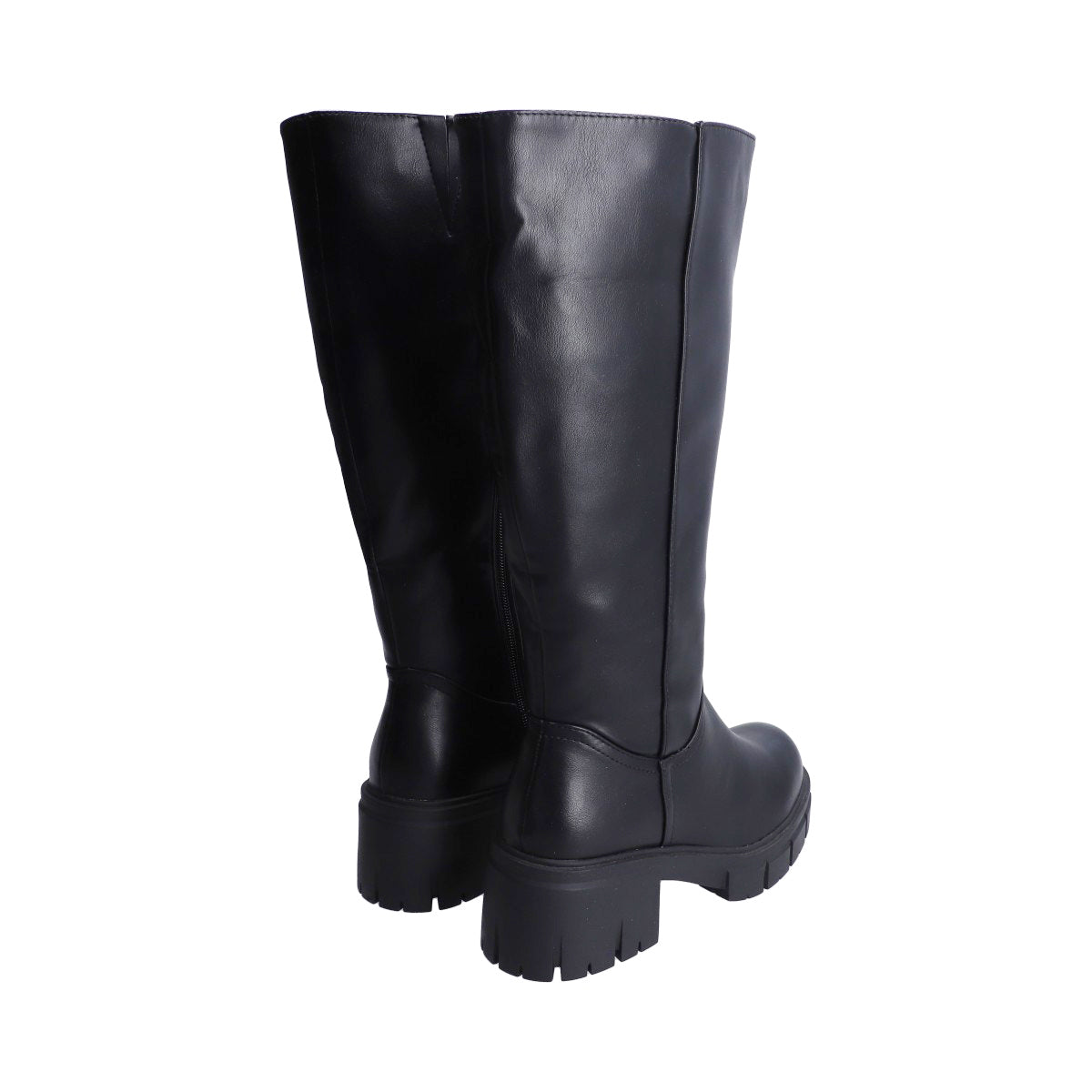 Bota Dama Chunky Negra Ajustable Punta Ovalada
