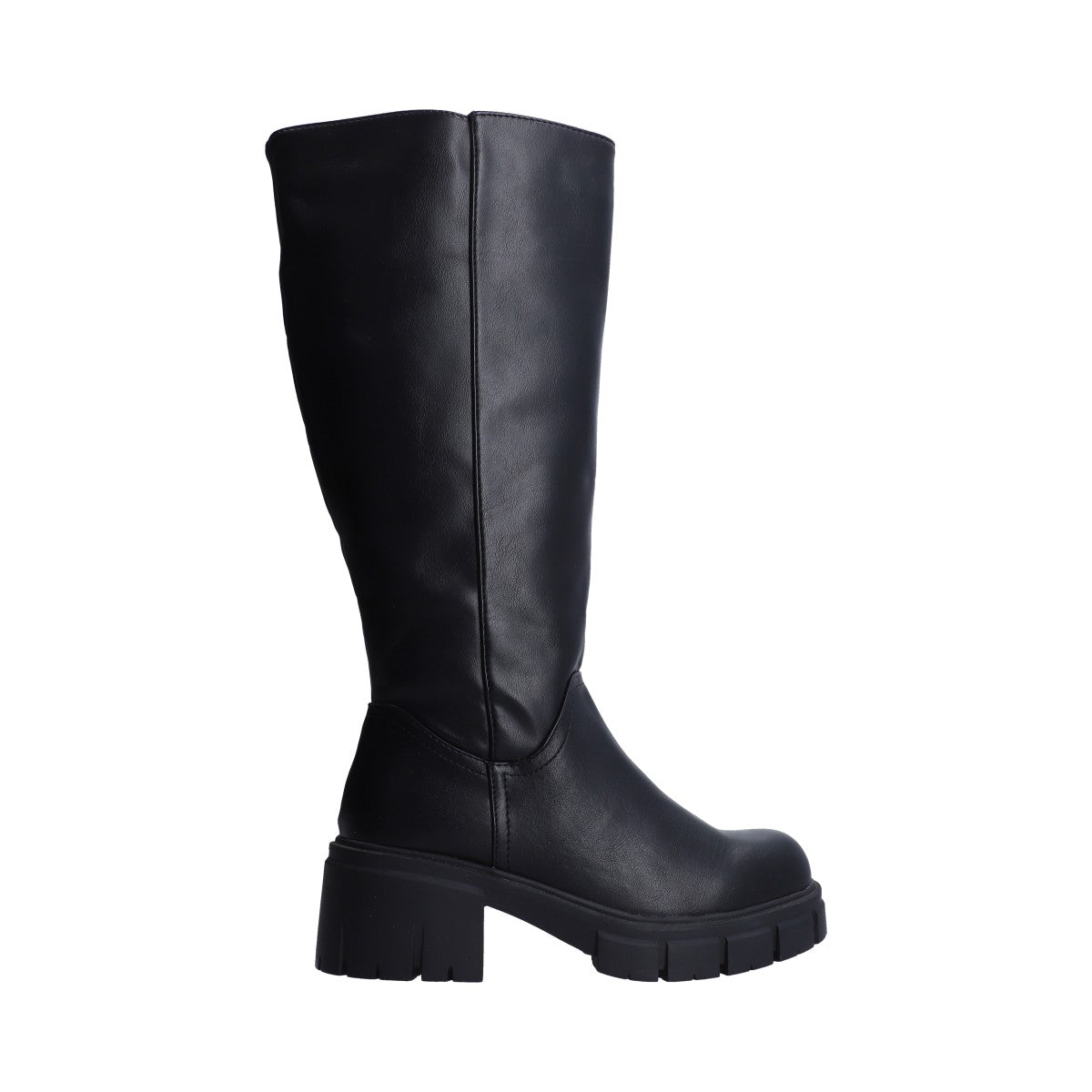 Bota Dama Chunky Negra Ajustable Punta Ovalada