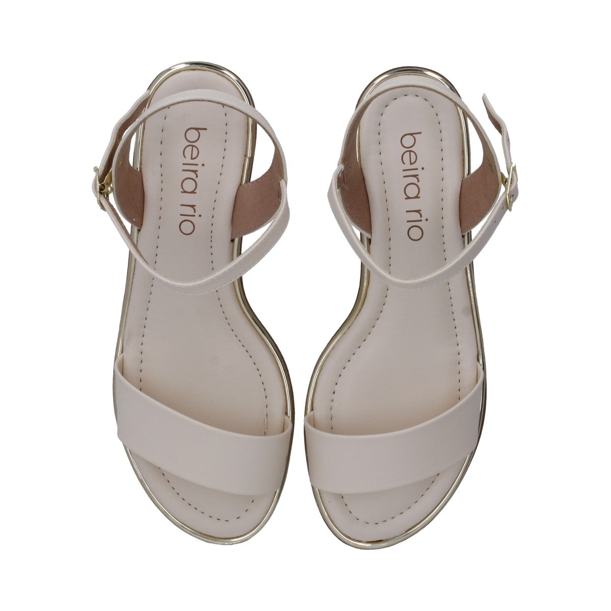 Sandalia Casual Dama Beira Rio Tacón Bajo Beige
