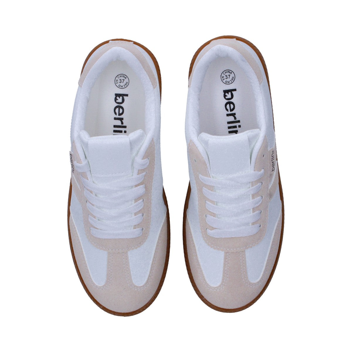 Tenis Dama Berlin Casuales Blancos Y Suela Ambar