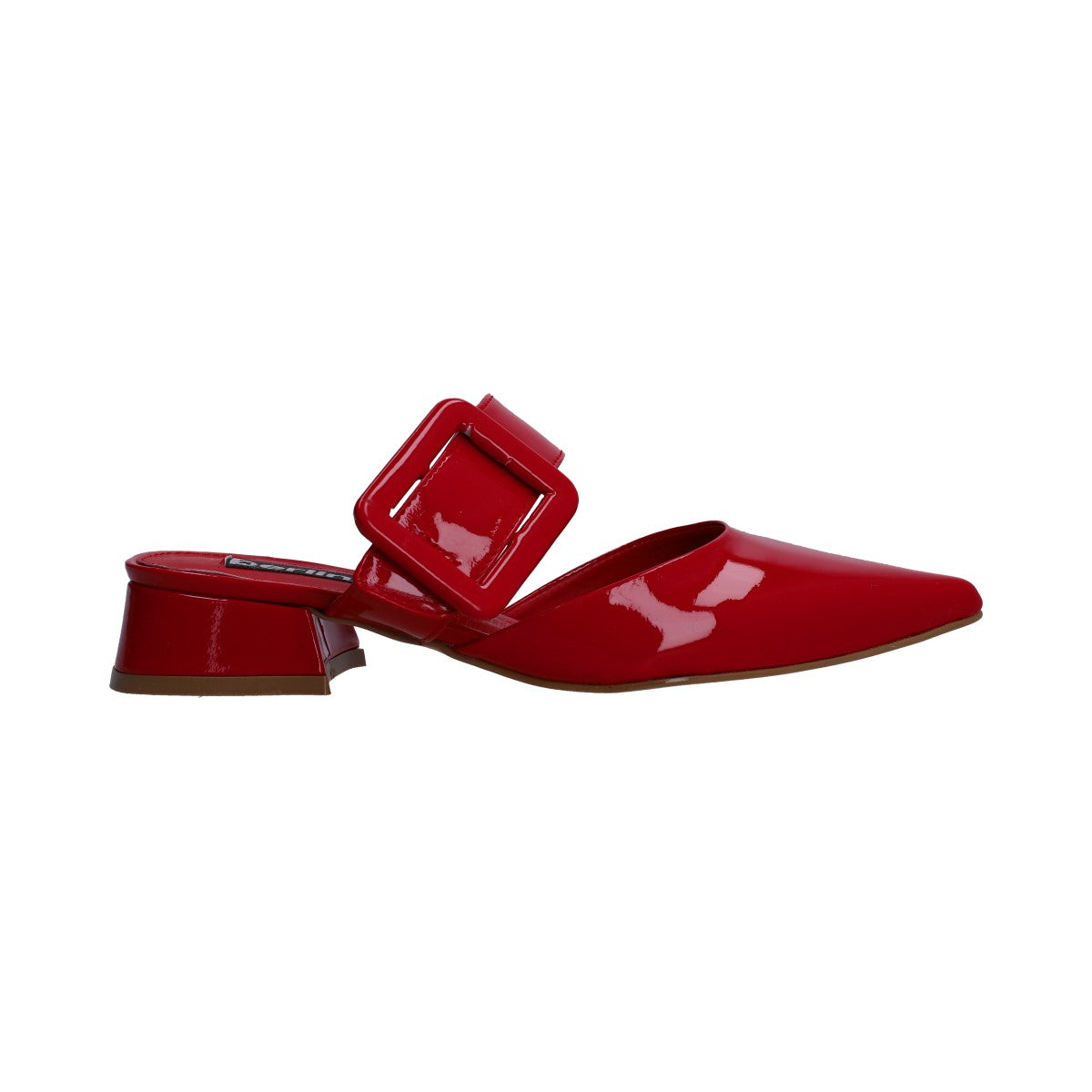 Zapatilla Dama Berlin Charol Rojo Tacón Cuadrado