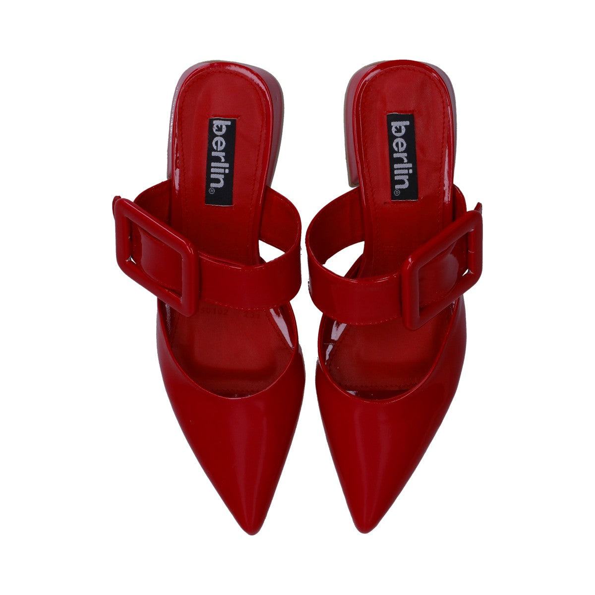 Zapatilla Dama Berlin Charol Rojo Tacón Cuadrado