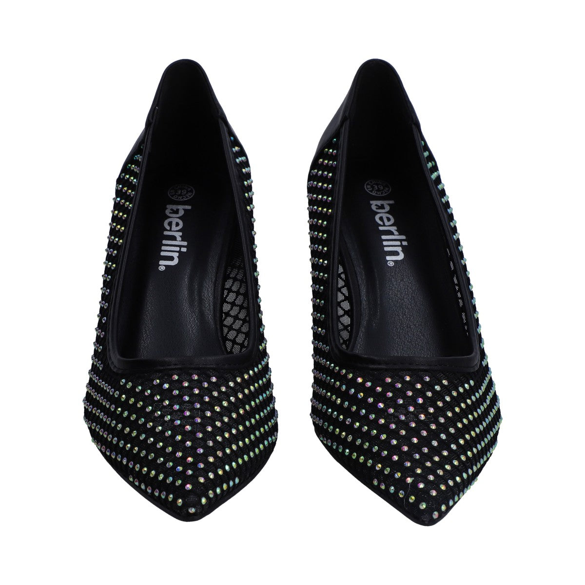 Zapatilla Dama Berlin Negra De Malla Tejida Y Cristales