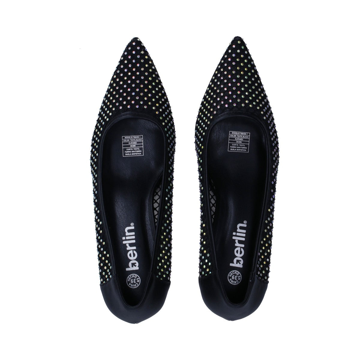 Zapatilla Dama Berlin Negra De Malla Tejida Y Cristales