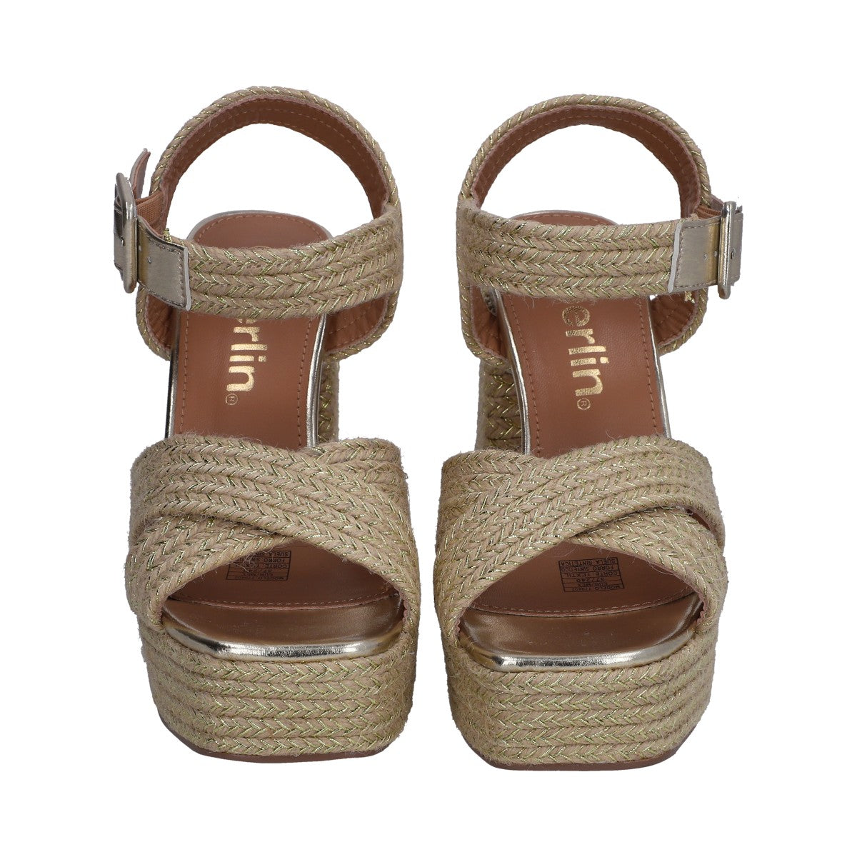Sandalia Casual Dama Media Plataforma Y Tacón Beige