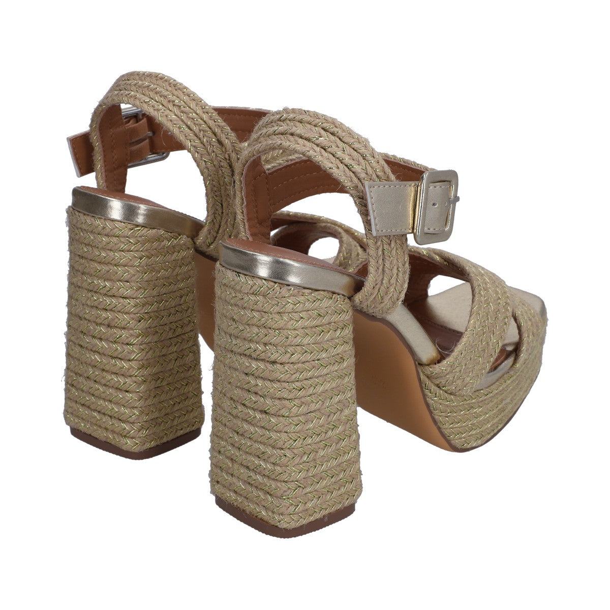 Sandalia Casual Dama Media Plataforma Y Tacón Beige