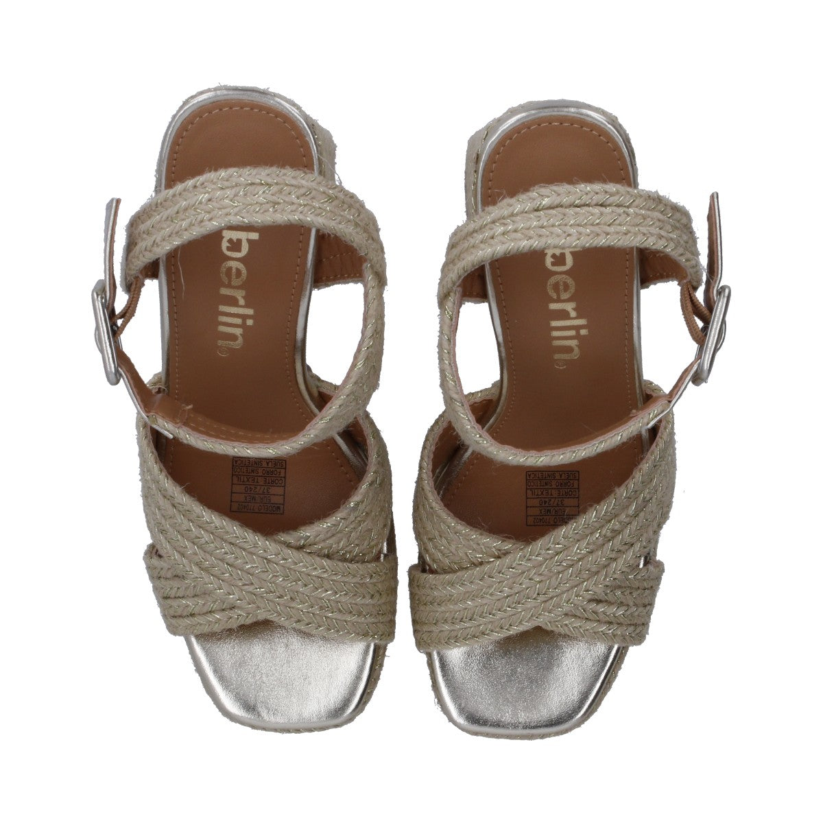 Sandalia Casual Dama Media Plataforma Y Tacón Beige