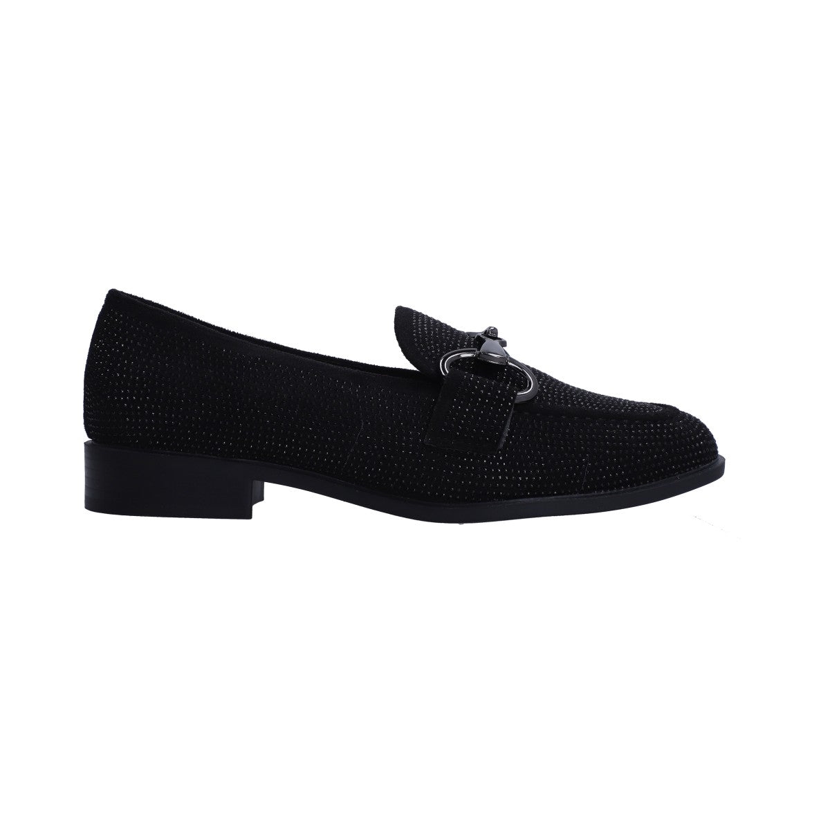 Mocasín Berlin Dama Negro Cristales Y Herraje
