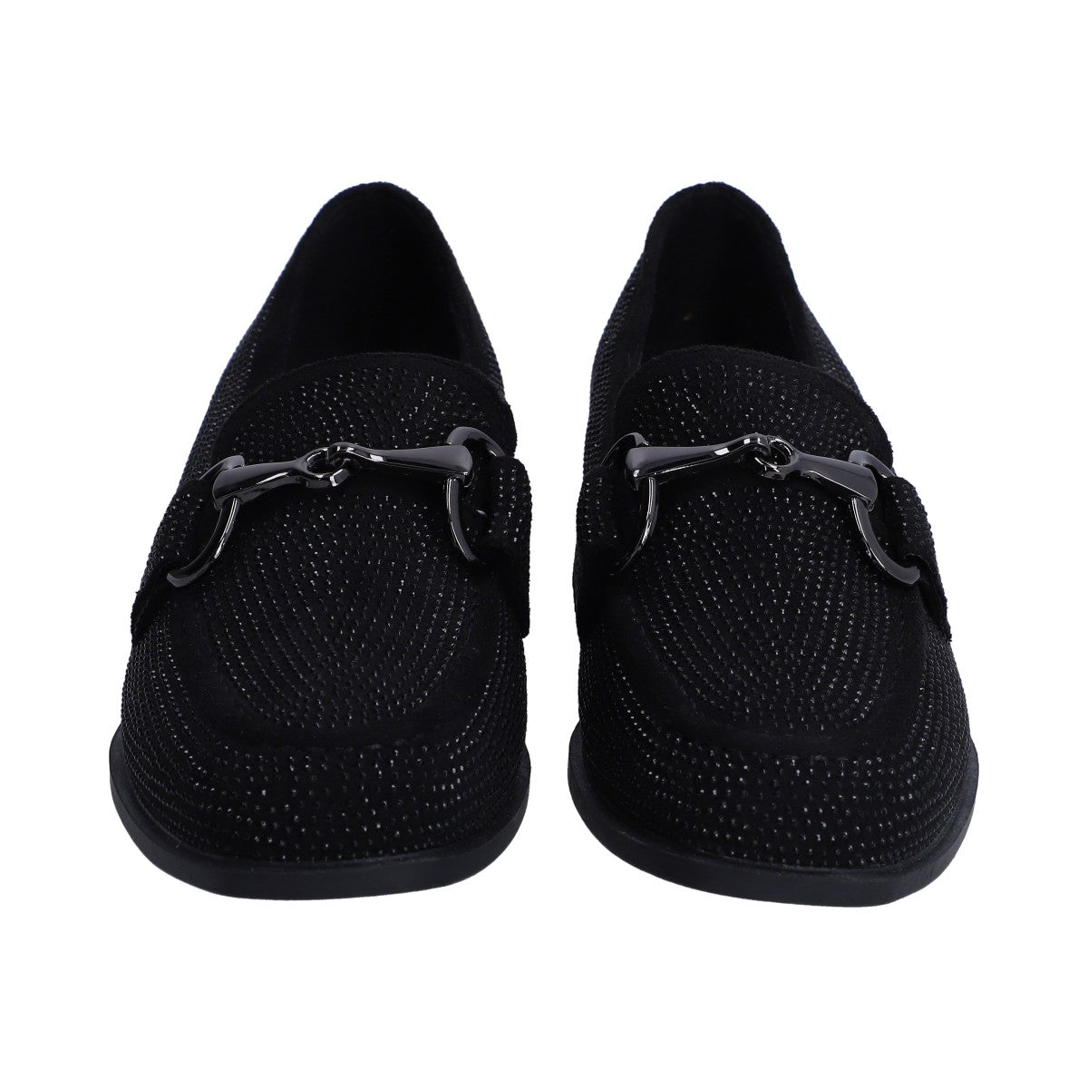 Mocasín Berlin Dama Negro Cristales Y Herraje