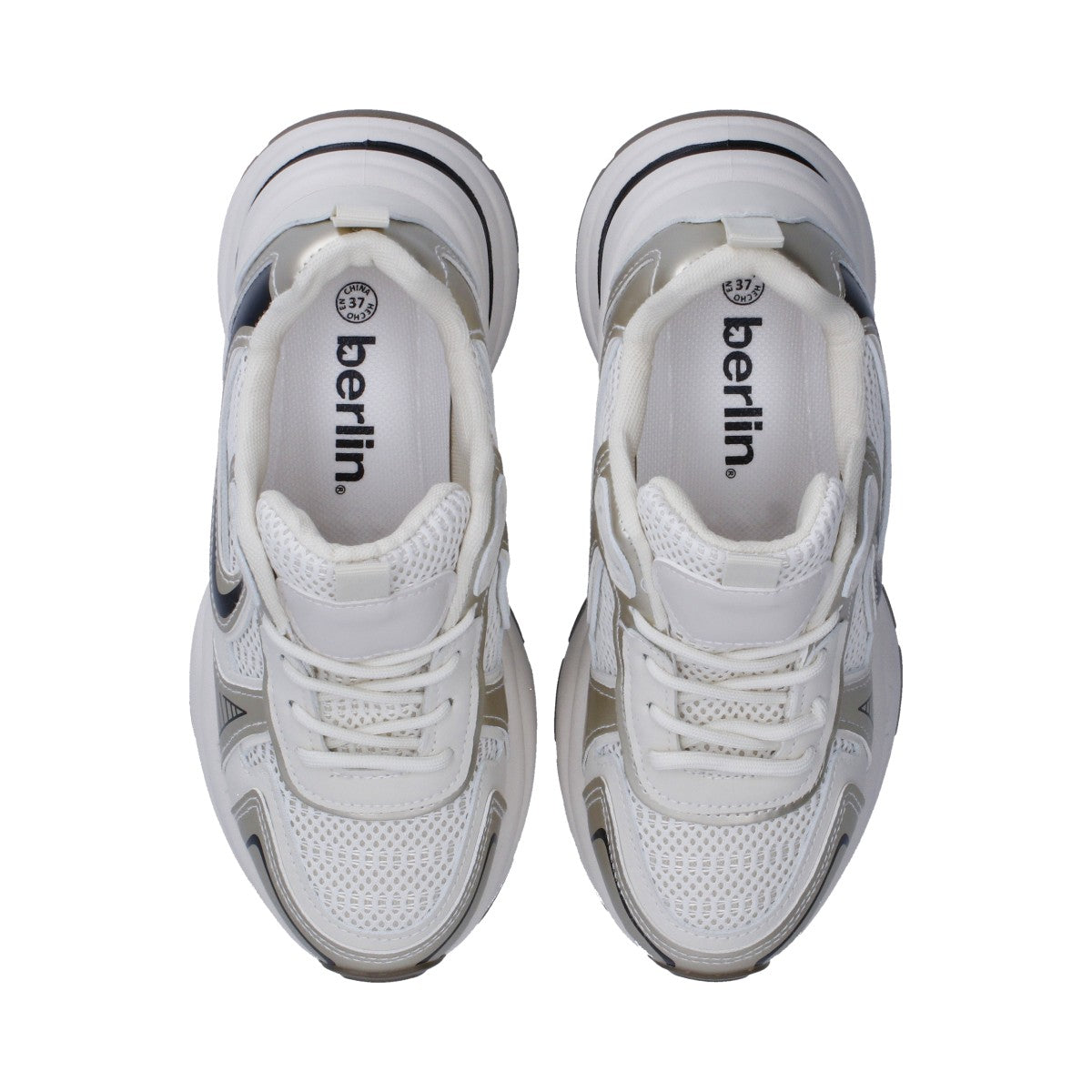 Tenis Dama Berlin Deportivo Blanco Y Gris De Agujetas