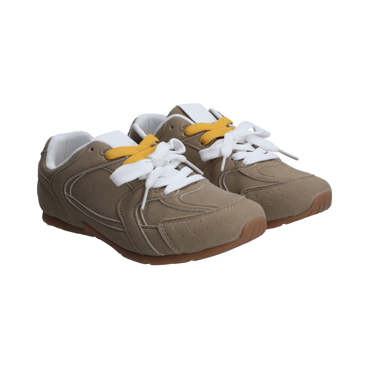 Tenis Dama Casual Berlin Taupe Con Agujetas Naranja Blanco