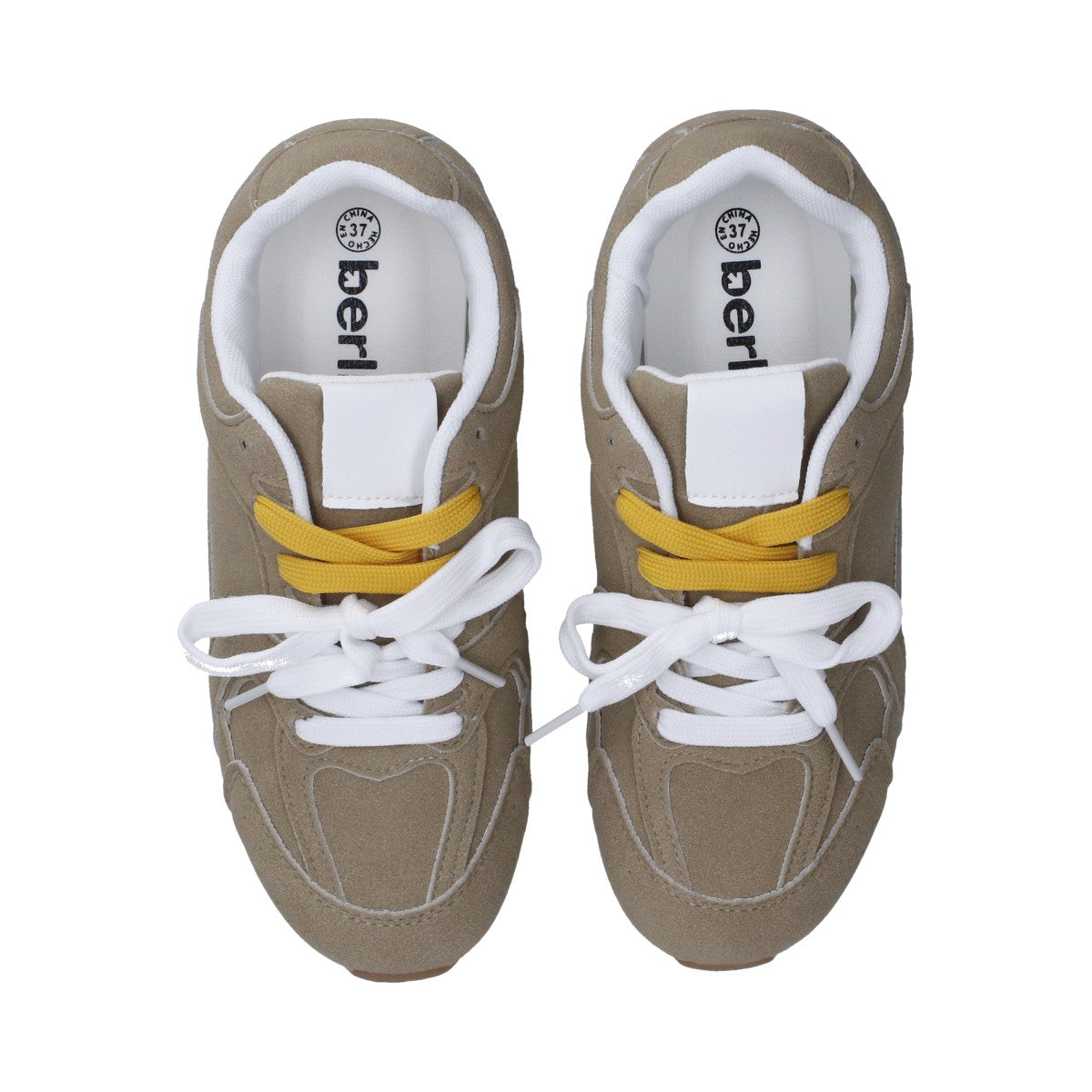 Tenis Dama Casual Berlin Taupe Con Agujetas Naranja Blanco