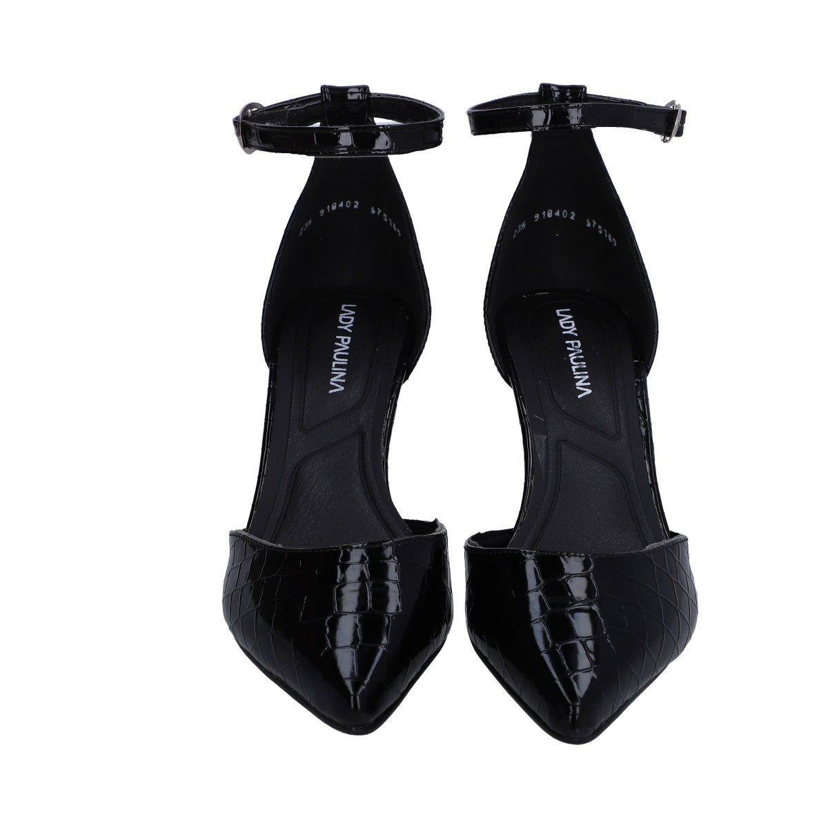 Zapatilla Dama Lady Paulina Croco Negro Tacón