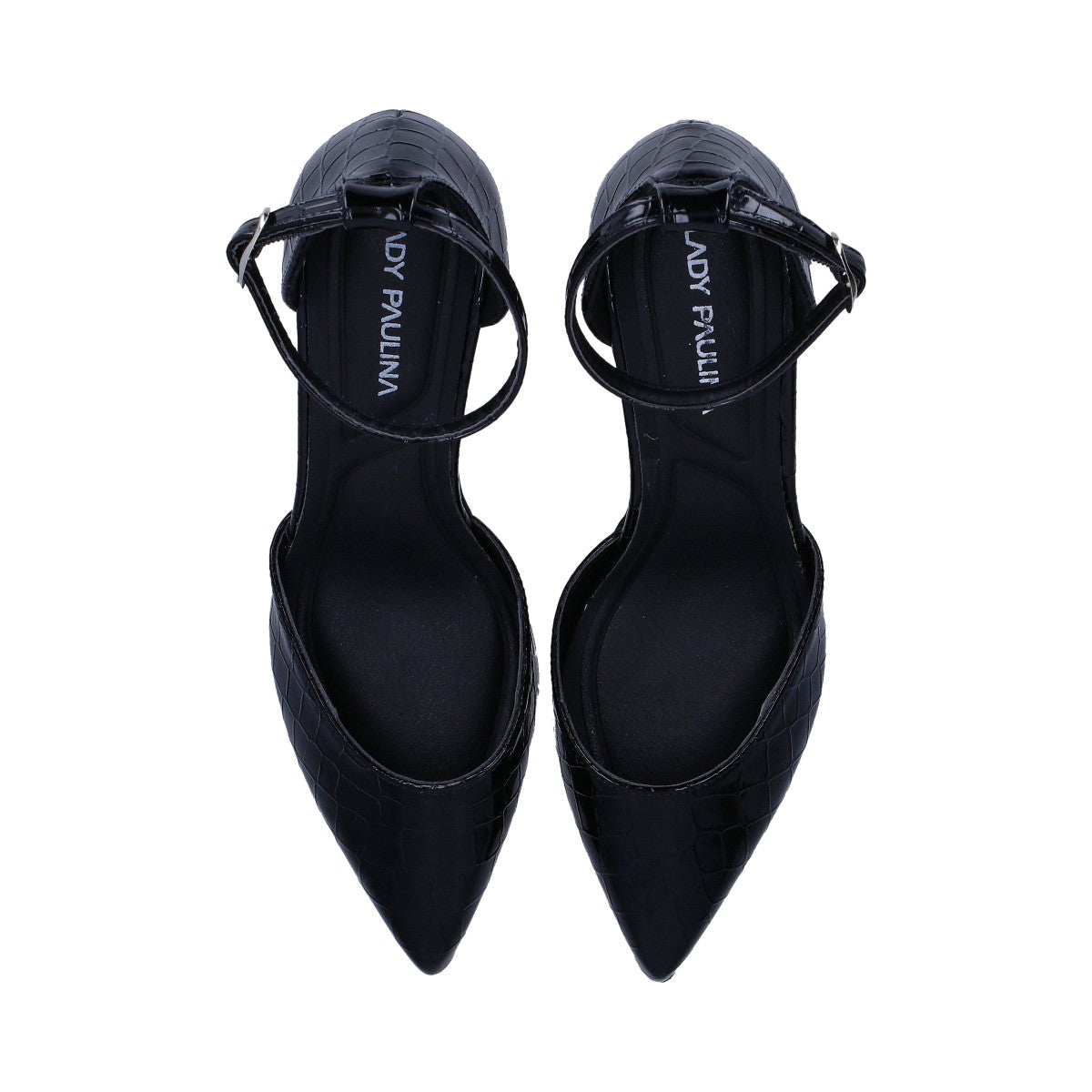 Zapatilla Dama Lady Paulina Croco Negro Tacón