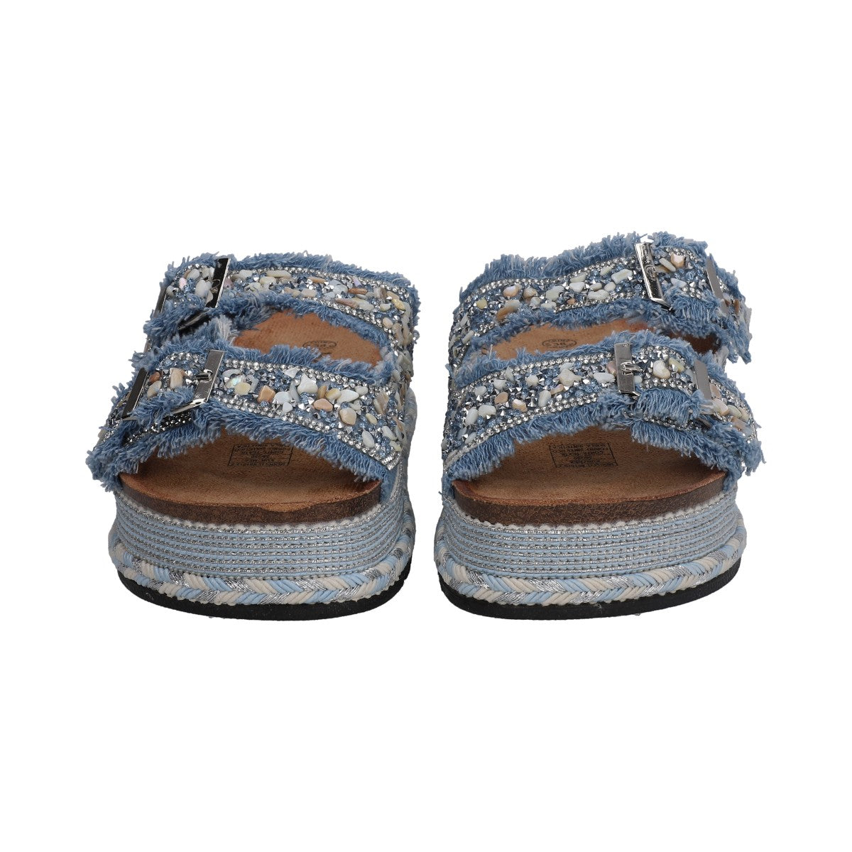 Sandalia Casual Dama Berlin Textil Azul Plataforma Baja