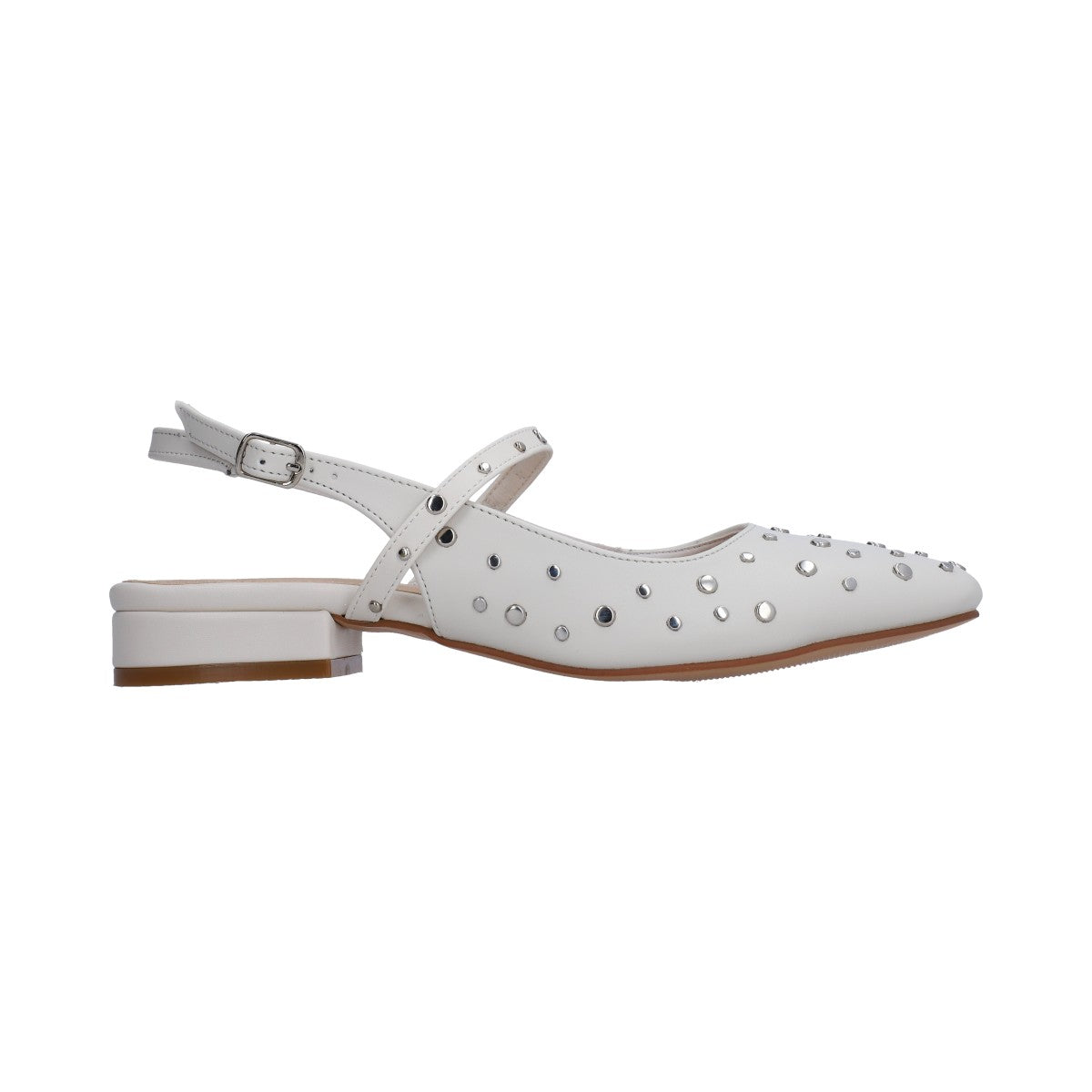 Zapatilla Dama Berlin Blanca con Estoperoles Destalonada