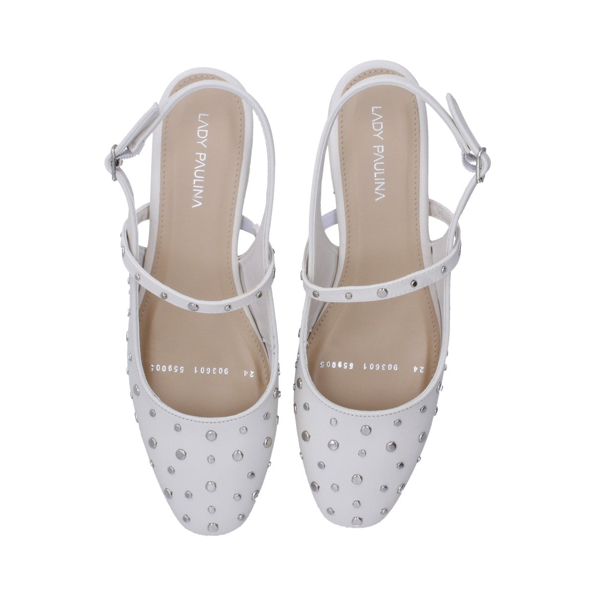 Zapatilla Dama Berlin Blanca con Estoperoles Destalonada