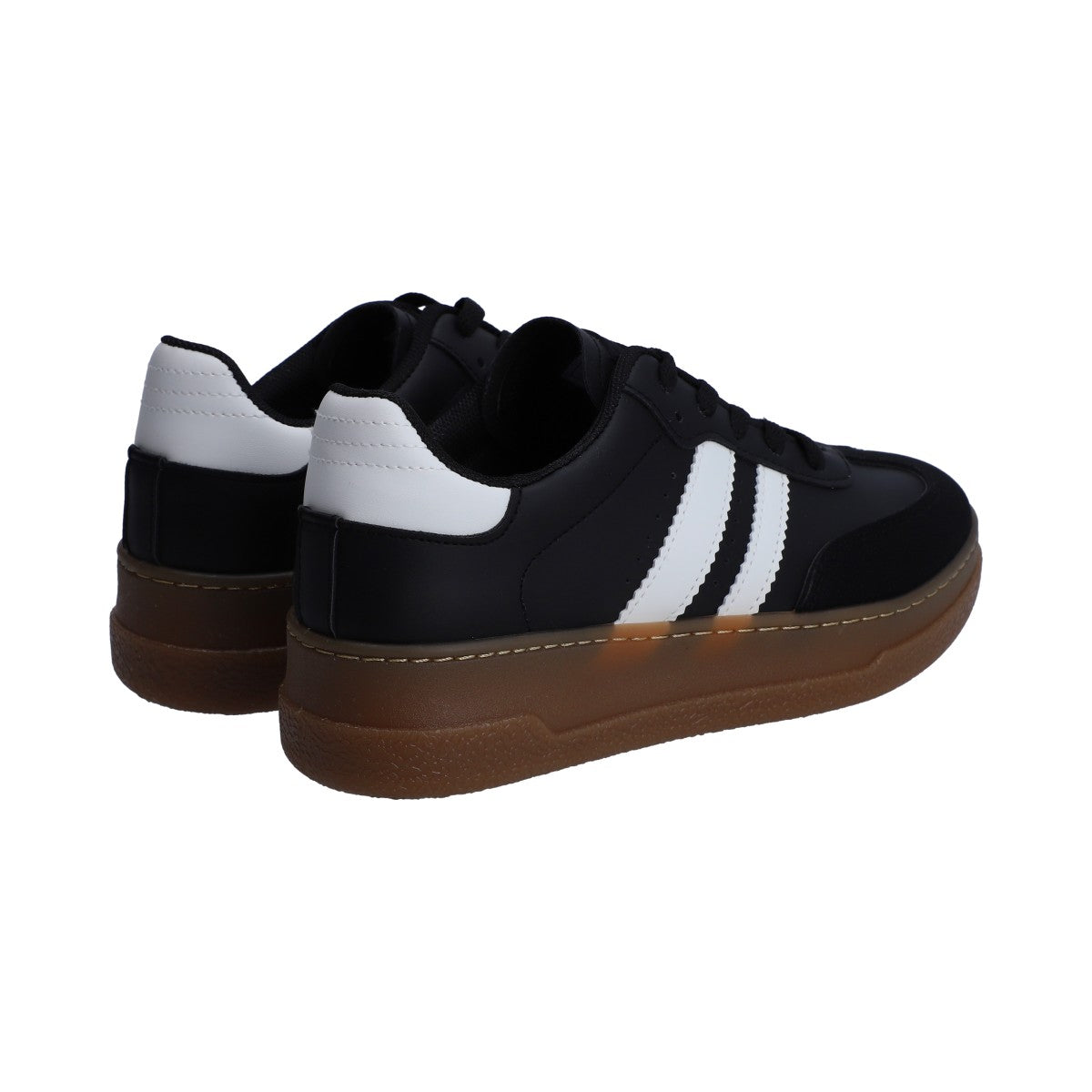 Tenis Dama Casual Berlin Negro Y Blanco Suela Marrón