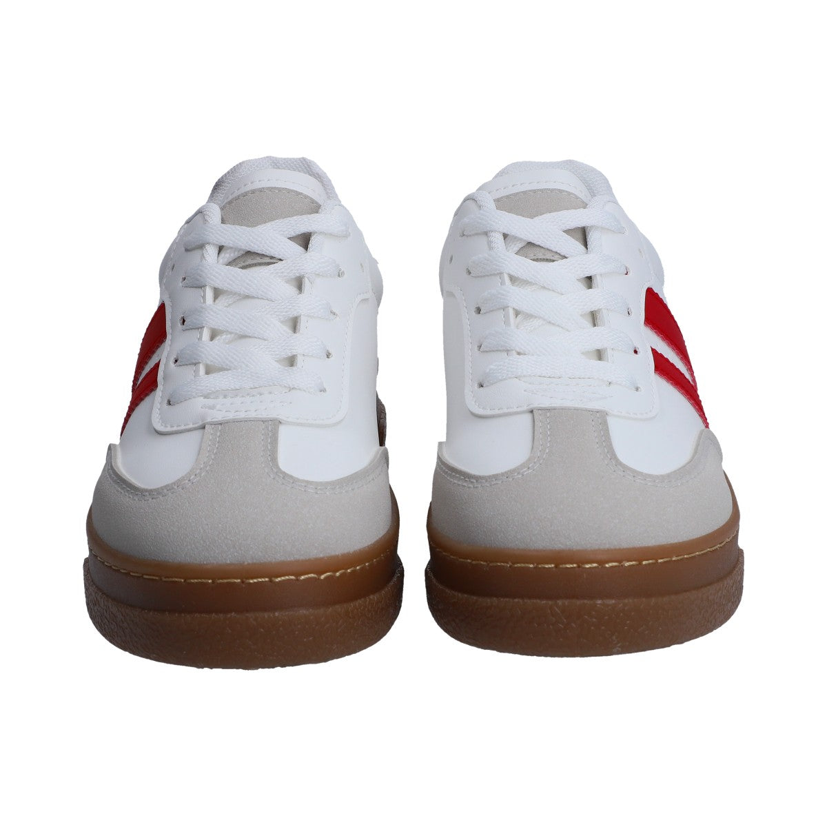 Tenis Dama Casual Berlin Blanco Y Rojo Suela Marrón