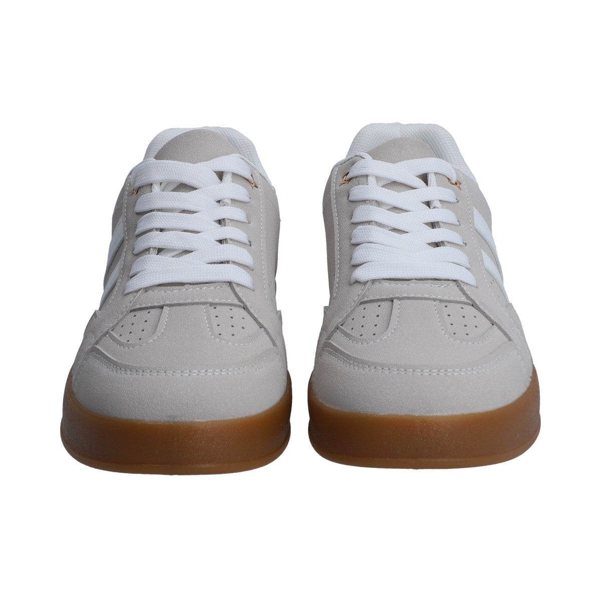 Tenis Dama Casual Berlin Gris Con Blanco Suela Marrón
