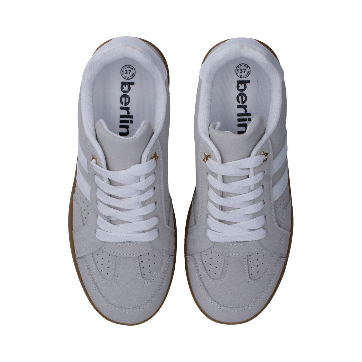 Tenis Dama Casual Berlin Gris Con Blanco Suela Marrón