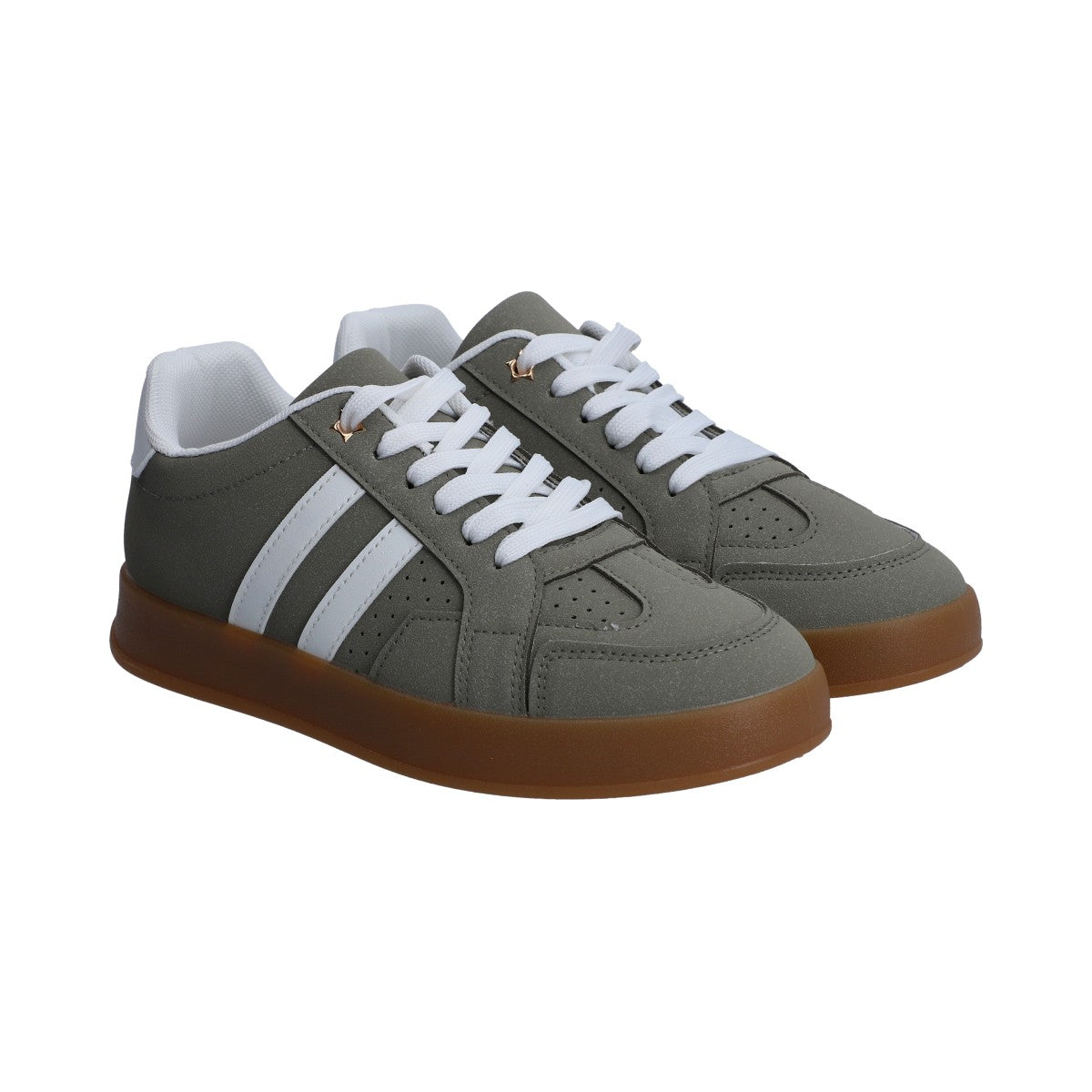 Tenis Dama Casual Berlin Verde Con Blanco Suela Marrón