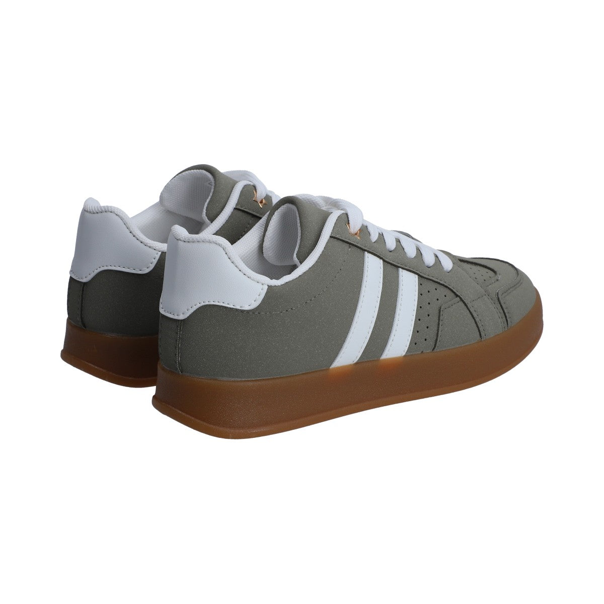Tenis Dama Casual Berlin Verde Con Blanco Suela Marrón