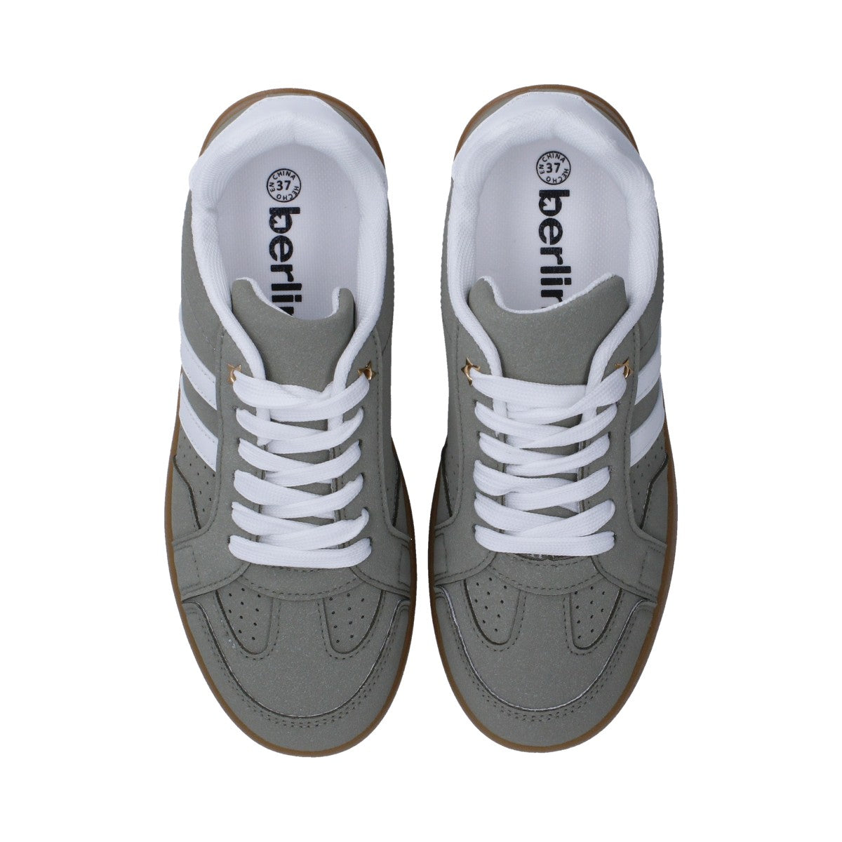 Tenis Dama Casual Berlin Verde Con Blanco Suela Marrón