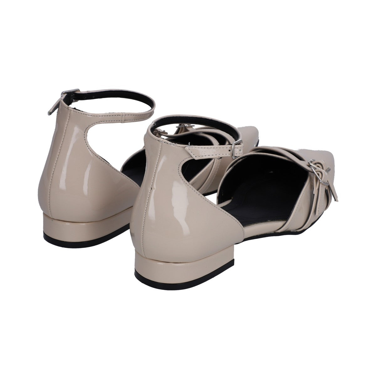 Zapatilla Dama Berlin Charol Hueso Tacón Bajo