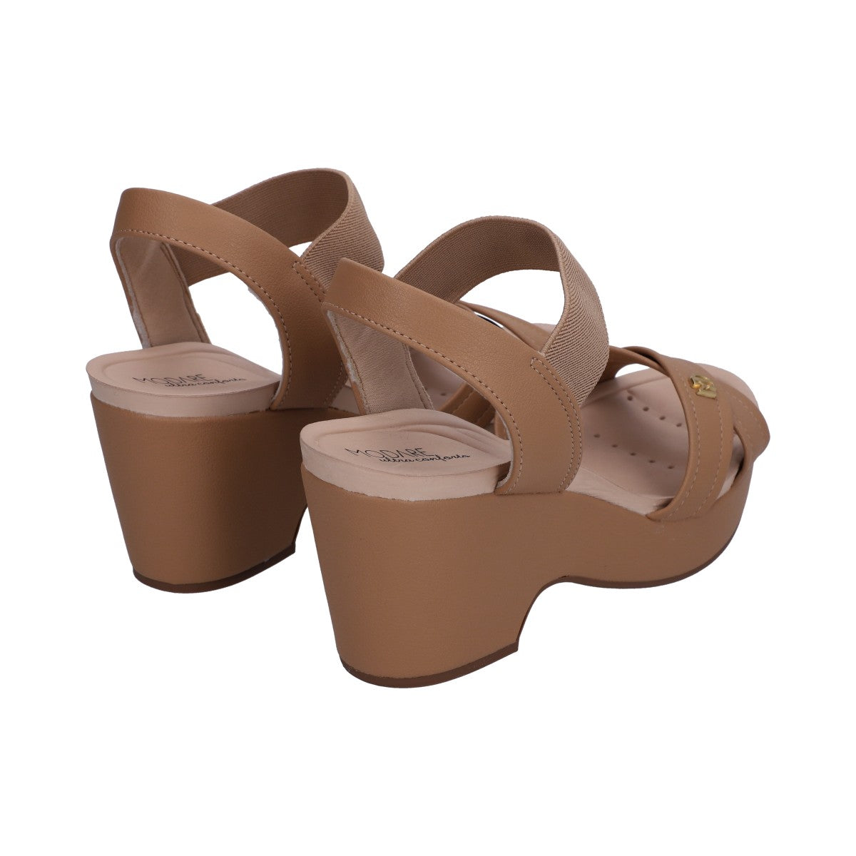Sandalia Dama Plataforma Camel Elástico Ultra Confort