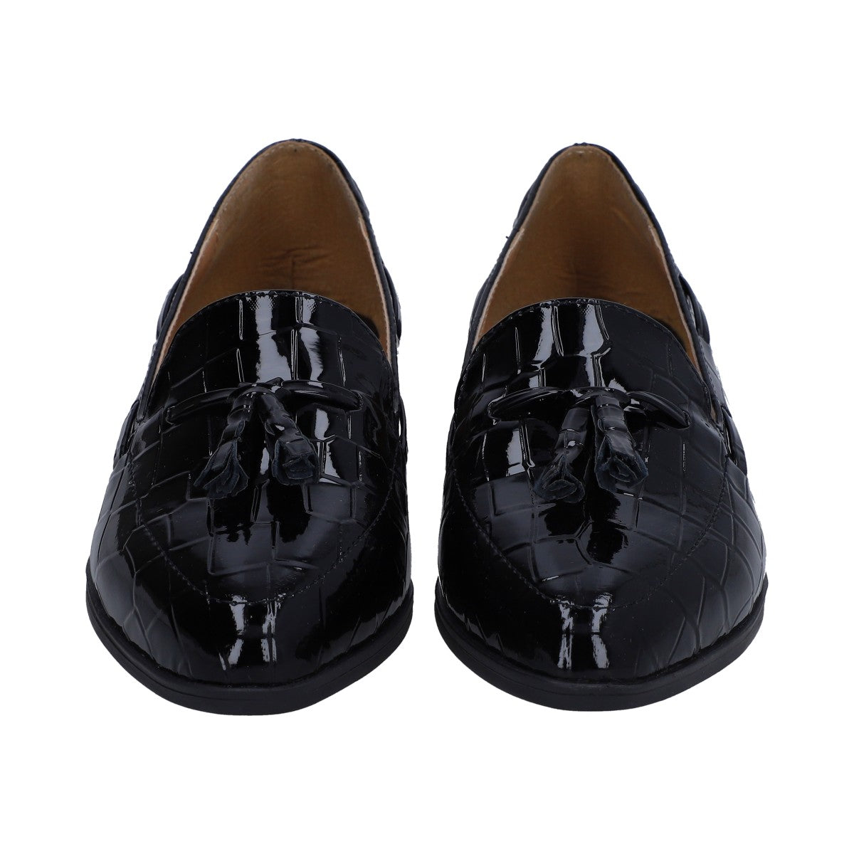 Mocasín Dama Casual Acabado Croco Negro
