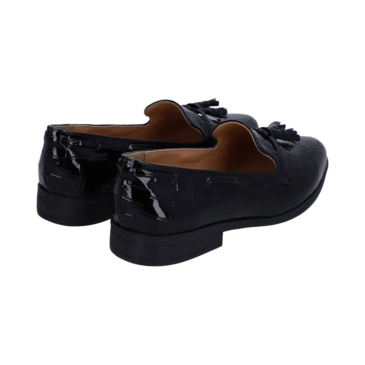 Mocasín Dama Casual Acabado Croco Negro