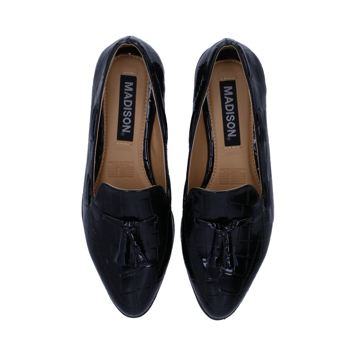 Mocasín Dama Casual Acabado Croco Negro