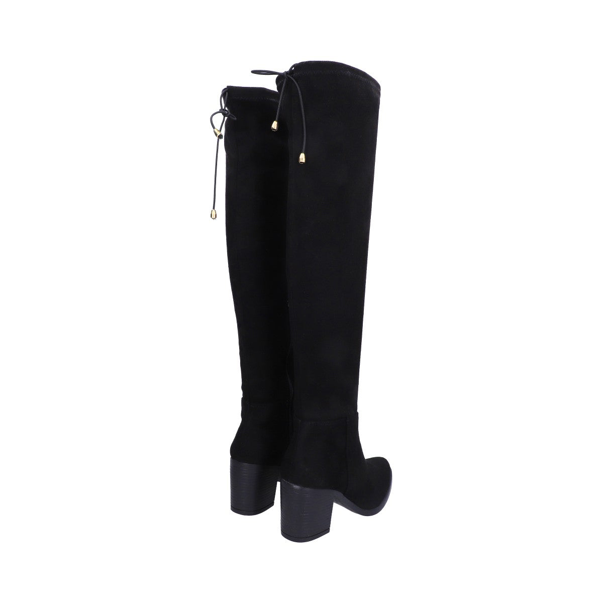 Bota Dama Negra Ajustable De Tacón