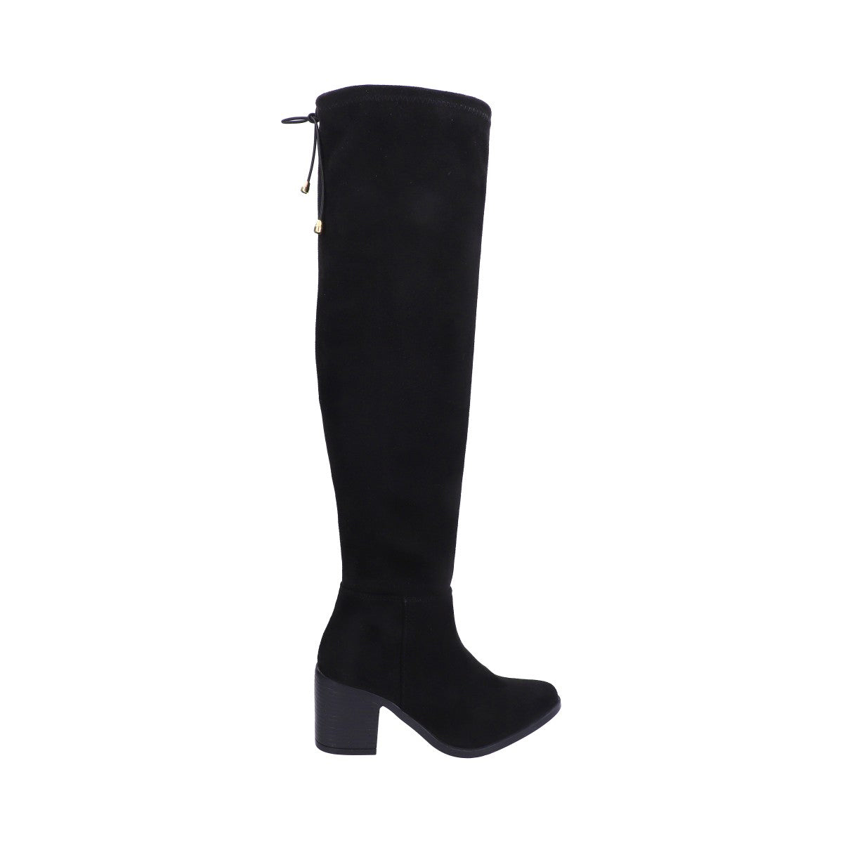 Bota Dama Negra Ajustable De Tacón