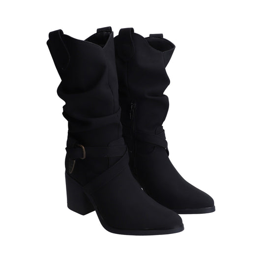 Bota Dama Berlin Negra con Tubo Arrugado