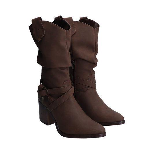 Bota Dama Berlin Café con Tubo Arrugado