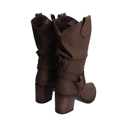Bota Dama Berlin Café con Tubo Arrugado