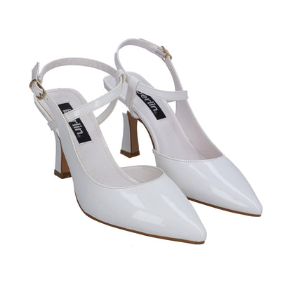 Zapatilla Dama Berlin Blanca Tacón Stilleto Destalonada